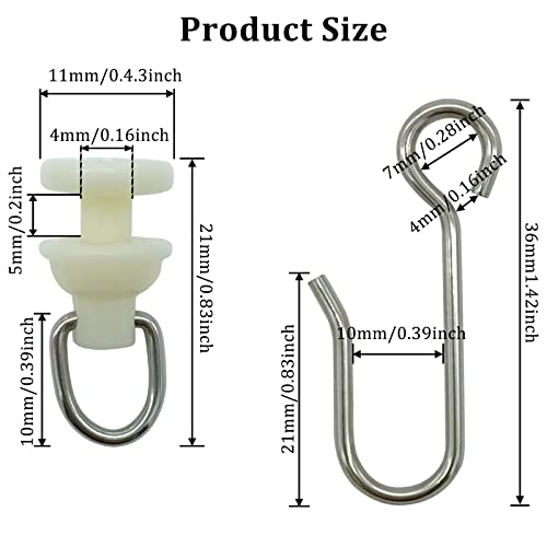 100 Pieces Curtain Slider Track Hooks and Gliders for Shower | Shower Curtain Straight Curved Curtain Track Rollers for Bendable Curtain Track Pulley, Curtain Track Carrier Hooks