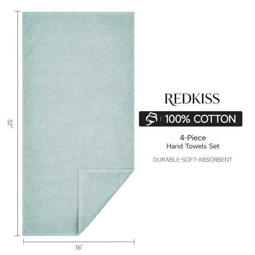REDKISS 4-Pack Luxury Hand Towels, 16x32 Inch 450G 100% Cotton, Green Quick-Dry Bathroom & Kitchen Towels, Super Soft and Highly Absorbent - color: Green, size: hand towel set of 4