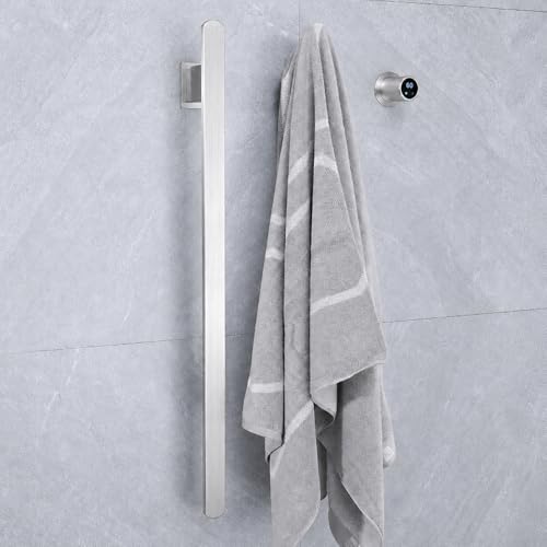 Bathroom Heated Towel Rack,Brushed Nickel Towel Warmer,2Bars, 110V | Smart Touch Control, Wall Mounted, Concealed Hardwired, Stainless Steel, Dry Towels in Modern Bathrooms, Space-Saving Design - color: Brushed Nickel-2 Bars
