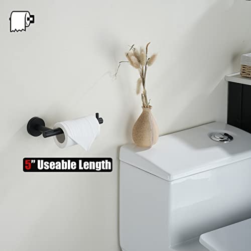 JQK Black Toilet Paper Holder, 5 Inch 304 Stainless Steel Thick 0.8mm Tissue Paper Dispenser, Matte Black Wall Mount, TPH100-PB - color: Black, size: Bar