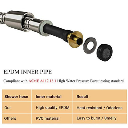 Matte Black Shower Hose Replacement, 60 Inch Stainless Steel Handheld Shower Head Hose Extension with Brass Nut and Insert, High Water Pressure Burst Resistance, Kink Free and Flexible - color: Matte Black, size: 60 Inch