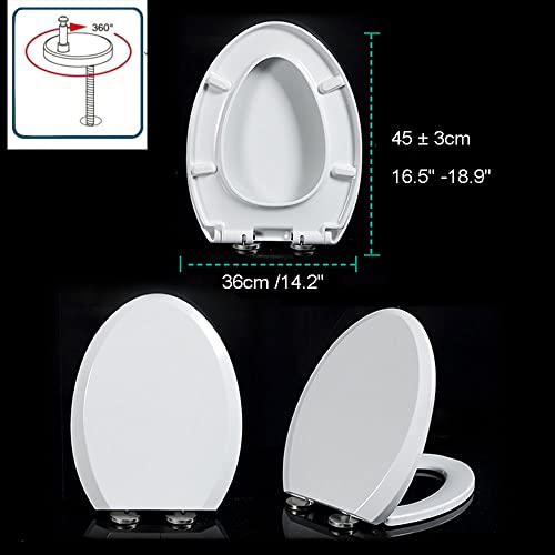 Shape Toilet Seat for Compact Toilet, Quick Release Heavy Duty Toilet Seat, Soft Close Toilet Seat Easy Clean Install, White - size: Elongated