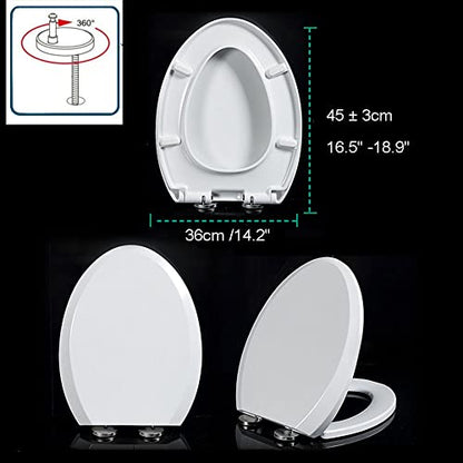 Shape Toilet Seat for Compact Toilet, Quick Release Heavy Duty Toilet Seat, Soft Close Toilet Seat Easy Clean Install, White - size: Elongated