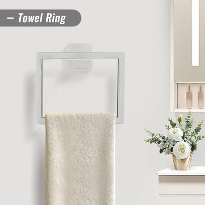 YACVCL Towel Bar Set, 5 Pieces Bathroom Hardware Set Brushed Nickel Bathroom Accessories, SUS304 Stainless Steel Towel Racks Holder Set Wall Mounted 23.6 Inch - color: Brushed Nickel, size: 5 Pieces