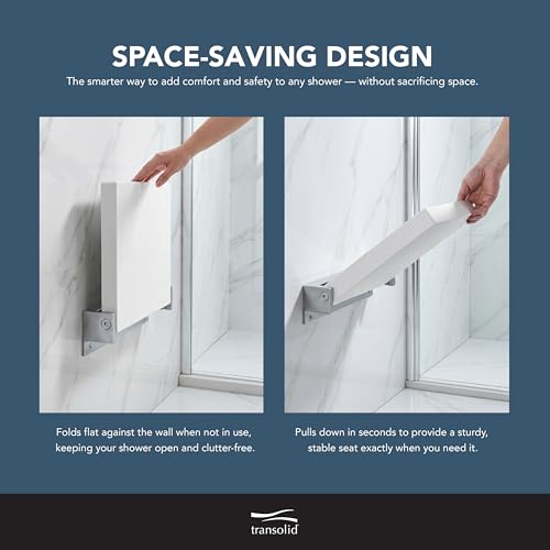 Transolid Preston Flip-Up Fold-Down Wall-Mount Padded Shower Seat, 20 in. W x 15.75 in. D, White and Polished Chrome, PPS1420UP-01PC - color: White/Polished Chrome, size: 14"x20"