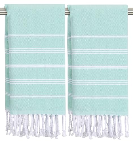 cabanana Hand Towels for Bathroom - 2-Pack,18x30 Inch-100% Cotton,Turkish Bathroom Hand Towels,Super Absorbent & Quick-Dry Soft for Bath, Kitchen, Spa, Face, Hair, Dishcloth (Aqua) - color: Aqua 18x30