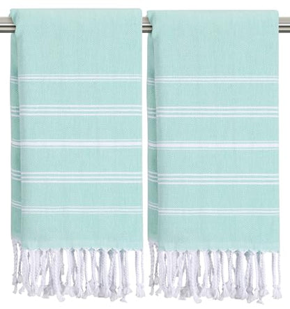 cabanana Hand Towels for Bathroom - 2-Pack,18x30 Inch-100% Cotton,Turkish Bathroom Hand Towels,Super Absorbent & Quick-Dry Soft for Bath, Kitchen, Spa, Face, Hair, Dishcloth (Aqua) - color: Aqua 18x30