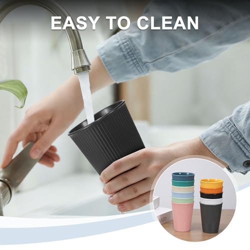 uxcell 4 Pcs Simple Toothbrush Cup, 3.3 x 3.3 x 4.2 Dishwasher Safe Bathroom Tumbler Reusable Plastic Cup Set for Storing Toothpaste Combs, Light Blue - color: Light Blue