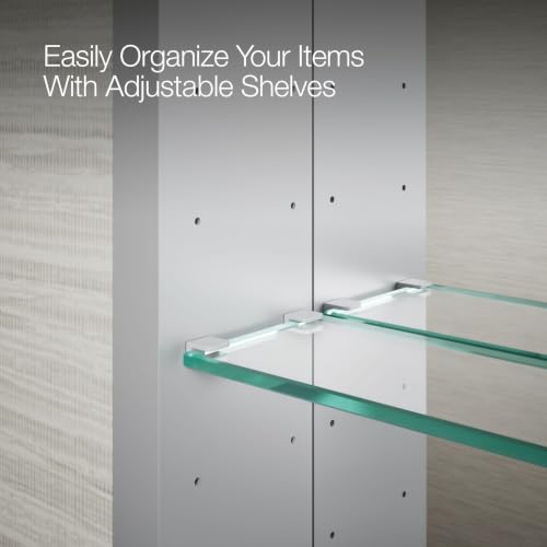 Kohler Archer 20" W 31" H Single-Door Bathroom Medicine Cabinet w Mirror | 3073-NA, Recessed or Surface Mount Bathroom Wall Cabinet, Beveled Edges, Silver - style: Archer