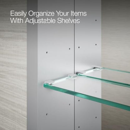 Kohler Archer 20" W 31" H Single-Door Bathroom Medicine Cabinet w Mirror | 3073-NA, Recessed or Surface Mount Bathroom Wall Cabinet, Beveled Edges, Silver - style: Archer