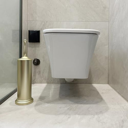Satin Matte Soft Gold Toilet Bowl Brush with Holder, Durable Bathroom Cleaning Tool, Modern Design for Easy Toilet Maintenance, Bathroom Cleaner Brush for Efficient Cleaning and Hygiene - color: Gold 1