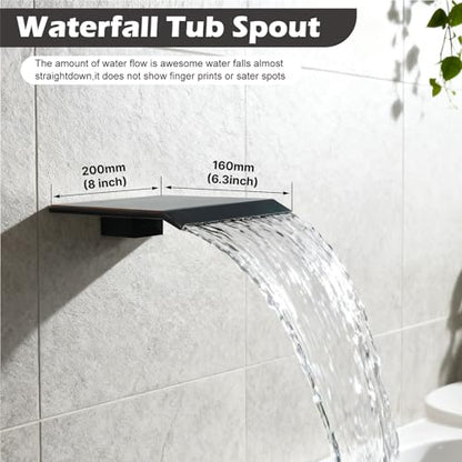 Midanya Shower System with Tub Spout,Bathtub Shower Faucet Set with Square Rainfall Head and Handheld Sprayer Wall Mount Tub Faucet Set with Valve and Trim Kit,16 Inch Oil Rubbed Bronze - color: Oil Rubbed Bronze, size: 16 Inch