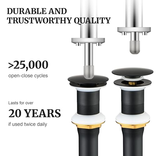 Pop up Sink Drain Stopper for Bathroom Vessel Vanity Sink Art Basin Matte Black, Big Cap Without Overflow, Metal Pop-up Drain Strainer with Detachable Basket Stopper - color: Matte Black, style: without overflow