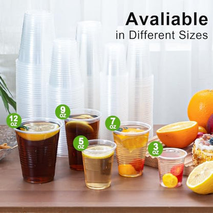 SIUQ 1500 Pack 9 oz Plastic Cups, Clear Disposable Plastic Cups | Cold Water Party Drinking Cups for Party, Picnic, BBQ, Wedding, Travel, Thanksgiving, Christmas - style: 9 oz-1500pack