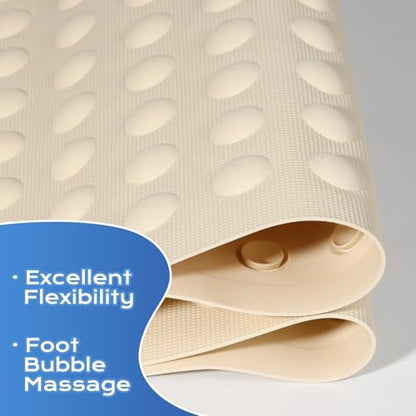 Bathtub Mat Non-Slip Soft Rubber Bathtub Mat, Shower Mat with Strong Suction Cups and Soft Bubbles for Tubs and Showers Bathroom (16''x28'') - color: Beige White (Yellowish)-bubbles, size: 27.6" x 15.8" (Rectangular)