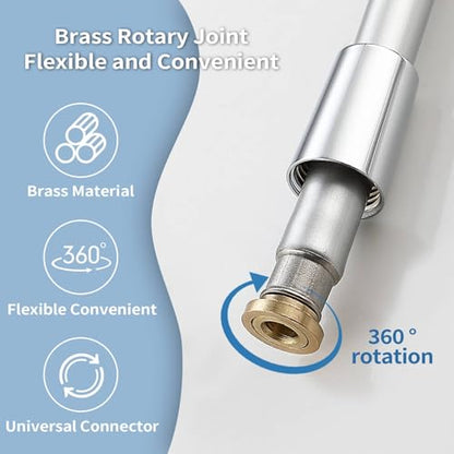TRIPHIL Kink-free Silicone Shower Hose, 118" Extra Long Flexible RV Handheld Shower Head Hose Replacement, Premium Anti-Explosion, with Brass Insert and Nut, Silver Gray - color: Silver Gray, size: 118 Inch