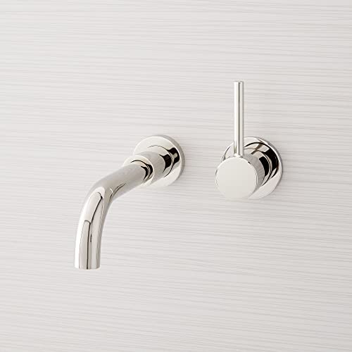 Signature Hardware 483897 Lexia 1.2 GPM Wall Mounted Widespread Bathroom Faucet with Pop-Up Drain Assembly - color: Polished Nickel