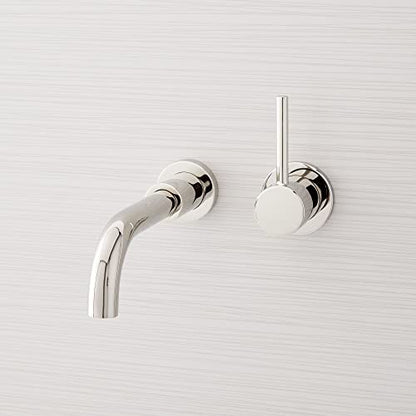 Signature Hardware 483897 Lexia 1.2 GPM Wall Mounted Widespread Bathroom Faucet with Pop-Up Drain Assembly - color: Polished Nickel