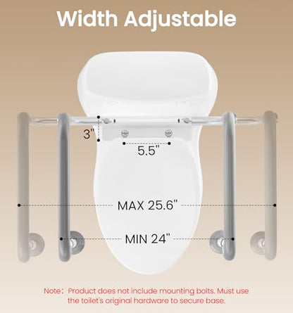HOMLAND Toilet Safety Rails for Seniors, 350LB Aluminum Toilet Handle | Adjustable Height & Width, Soft Padded Handles, Anti-Slip Rubber Feet, Toilet Safety Frame, Toilet Grab Bars For Elderly