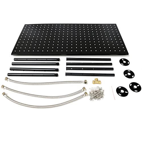 Luxury Large Ceiling Rectangle Rainfall Shower Head, 16x32inch High Pressure Rain Showerhead with Silicone Nozzles Full Body Fixed Showerheads For Modern Bathroom, Black Finish - color: Matte Black, style: Rainfall(One Function)