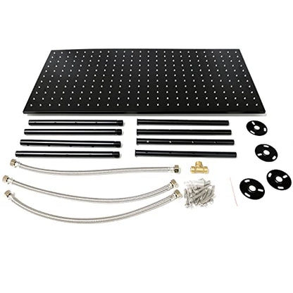 Luxury Large Ceiling Rectangle Rainfall Shower Head, 16x32inch High Pressure Rain Showerhead with Silicone Nozzles Full Body Fixed Showerheads For Modern Bathroom, Black Finish - color: Matte Black, style: Rainfall(One Function)