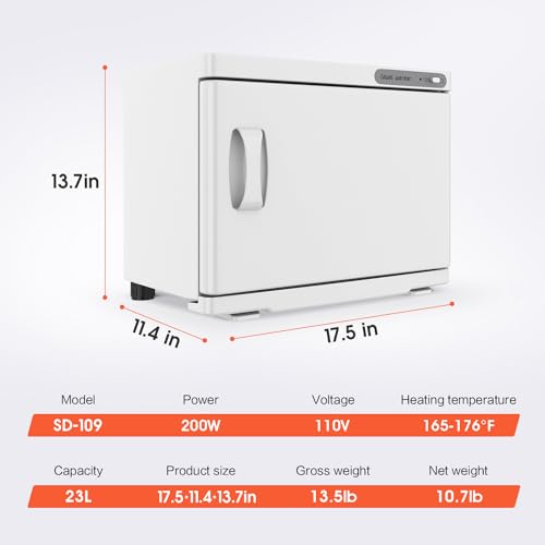 Towel Warmer Cabinet, 23L Large Hot Bath Towel Warmer Heating Use for Facial Spa, Hair Beauty, Salon Equipment and Home- White - color: White