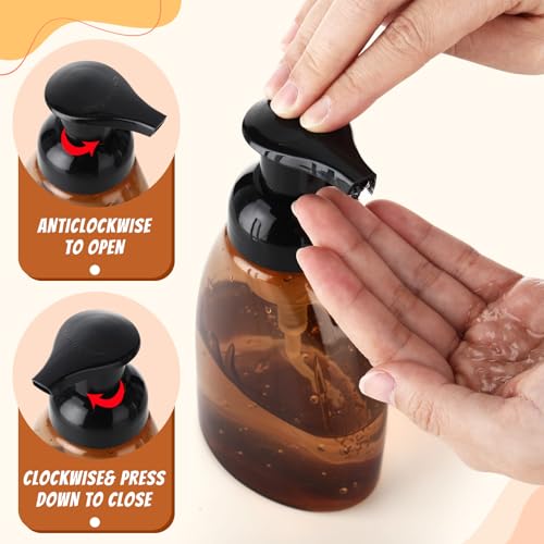 Nuenen 48 Pieces 8oz Foaming Soap Dispenser Refillable Foaming Pump Bottles Bulk Travel Hand Soap Dispenser Plastic Press Bottles Empty Containers for Shampoo Bathroom Commercial(Amber) - color: Amber