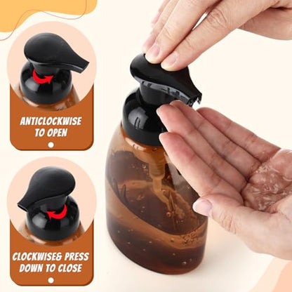 Nuenen 48 Pieces 8oz Foaming Soap Dispenser Refillable Foaming Pump Bottles Bulk Travel Hand Soap Dispenser Plastic Press Bottles Empty Containers for Shampoo Bathroom Commercial(Amber) - color: Amber