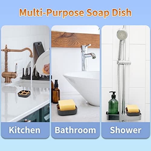 Bamboo Soap Dishes for Bar Soap Holders for Shower for Bathroom Sink Bulk Small Wooden Soap Tray Jabonera Pretty Neat Ventilated Soap Dish Disj Disk, Detachable (Single Rounded Black) - color: Single Rounded Black