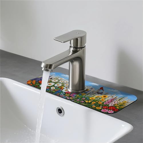 Faucet Fast Absorbent Pad - Garden Fence Cardinal Multi , Suitable For Kitchen, Bathroom, Island And Other Scenes - color: Garden Fence Cardinal Multi