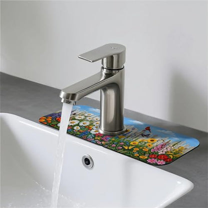 Faucet Fast Absorbent Pad - Garden Fence Cardinal Multi , Suitable For Kitchen, Bathroom, Island And Other Scenes - color: Garden Fence Cardinal Multi