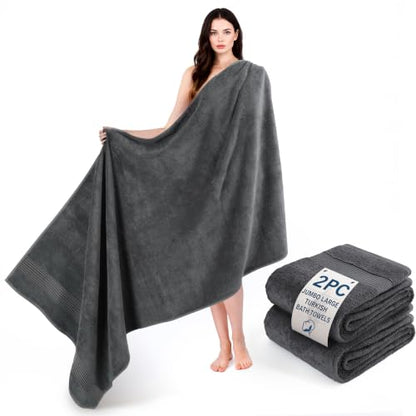 Cotton Paradise 100% Cotton Turkish Towel Set, Soft Absorbent Quick Dry, 2 Piece 35x70 Bath Sheet Set, Dark Gray - color: Dark Gray, size: 35"x70"