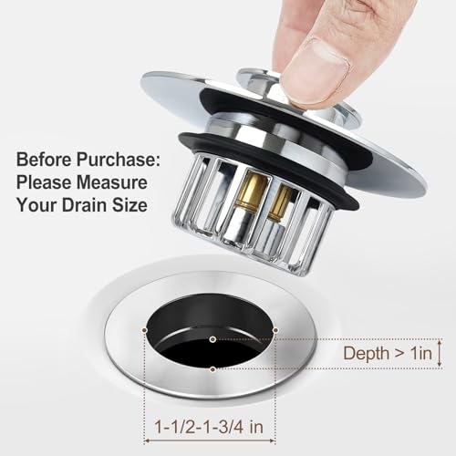 coamanug Bathtub Stopper | Shower Drain Hair Catcher, Pop-up Tub Stopper with Strainer | Bathroom Drain Plug | Drain Protector for 1-1/2 to 1-3/4"" Bath Drain Hole - color: Silver