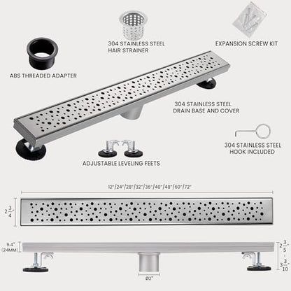 Linear Shower Drain, 36 inch Brushed Nickel | Including Hair Catcher and Removable Grate, 304 Stainless Steel, Easy to Install and Clean (Drain Base Not Included) - color: Brushed Nickel, size: 36 inch