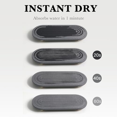 Instant Dry Sink Caddy Organizer – Water Absorbing Stone Tray for Kitchen Bathroom Countertop, Fast Drying Sink Caddy (with Wooden Feet and Natural Loofah, Gray) - color: Gray