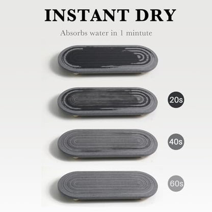 Instant Dry Sink Caddy Organizer – Water Absorbing Stone Tray for Kitchen Bathroom Countertop, Fast Drying Sink Caddy (with Wooden Feet and Natural Loofah, Gray) - color: Gray