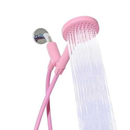 sproos! - Handheld Showerhead, High Pressure Performance, Pink | Colorful - Easy DIY Installation - Renter Friendly - 3 Spray Functions with Pause - Extra Long 70 Inch Flexible Hose - color: Pink