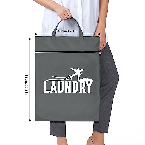 2 Pcs Large Travel Laundry Bags - Washable Waterproof Wet Dry Bags for Dirty Clothes, Swimsuits, Gym Clothes, Laundry, Swimming Pool, Yoga, College Dorm (Black+Grey) - color: Black+Grey
