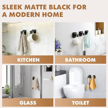 Suction Cup Hooks for Shower,Heavy-duty & No-Drill Waterproof Hook,4 black | Suction cup hooks,removable & reusable; no wall damage,fits smooth surfaces,ideal for towels,robes & loofahs - color: Black