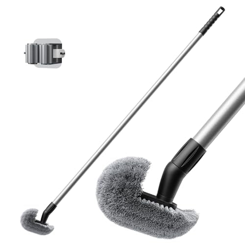 Toilet Bowl Brush with Long Handle, 23-42inch Adjustable 4-Section Aluminum Pole, Durable Nylon Bristles, No Bending Bathroom Cleaning Brush for Seniors, Pregnant Women, Back Pain Sufferers, Janitors
