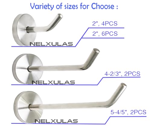 Brushed Stainless Steel Single Heavy Duty Long Coat Hook Robe Hanger Wall Mount Hook, Fit for Kitchen,Bedroom,Living Room, Bathroom,Closets and Garage Storage (4-2/3", 4 PCS) - size: 4-2/3" , 4 PCS