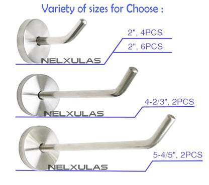 Brushed Stainless Steel Single Heavy Duty Long Coat Hook Robe Hanger Wall Mount Hook, Fit for Kitchen,Bedroom,Living Room, Bathroom,Closets and Garage Storage (4-2/3", 4 PCS) - size: 4-2/3" , 4 PCS
