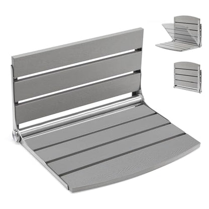 20" Folding Shower Seat, Fold Down Shower Seat Wall Mounted, Stainless Steel Frame with HDPS Seat, 400 lb Load Capacity, Folding Shower Bench for Seniors & Elderly (Gray) - color: Gray