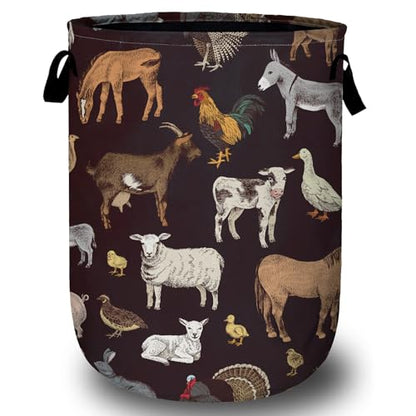 Cute Farm Animals Laundry Basket, Laundry Hamper Collapsible Oxford Cloth with Handle Clothes Storage Bin for Bathroom Laundry Room Bedroom 15.7 X 20 Inch - color: Cute Farm Animals