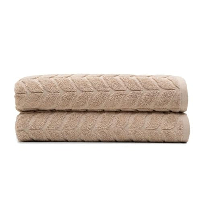 BAGNO MILANO Turkish Cotton Bath Towels, Hand Towels - Soft Plush Jacquard Collection - Highly Absorbent Towel Set (Sand Beige, 2 pcs Bath Towel Set) - color: Sand Beige, size: 2 pcs Bath Towel Set