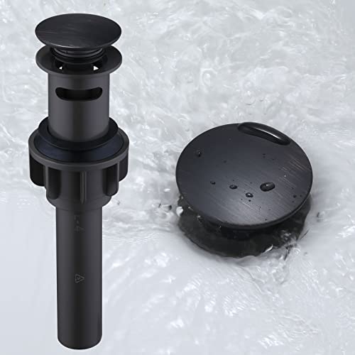WOWOW Bathroom Pop Up Drain Stopper - Oil Rubbed Bronze Vessel Sink Drain With Overflow for Bathroom and RV - color: Oil Rubbed Bronze, style: Style A: pop up drain