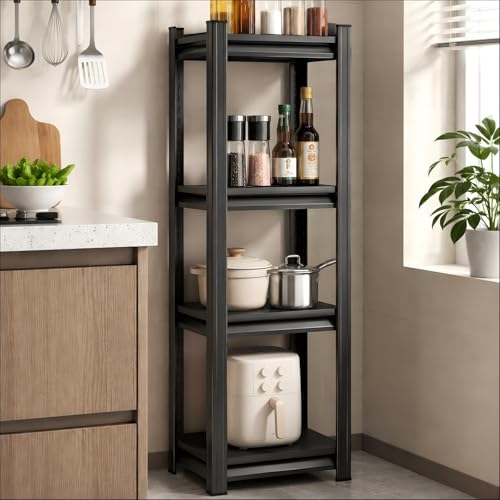 16"W Narrow Kitchen Storage and Pantry Shelves, Metal shelving for Closet,Kitchen Organizer- Freestanding Microwave Shelf - 4-Tier Adjustable Bakers Rack for Pantry kitchenware Storage, 16"D X 53"H - size: 16"W*16"D*53"H-4 TIER
