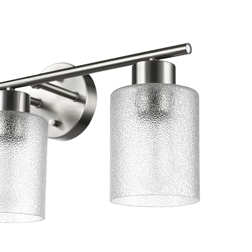 Globe Electric 5-Piece All-in-One Brushed Nickel Bathroom Accessory Set with 23" 3-Light Vanity Light and Clear Frosted Glass Shades - color: Brushed Nickel