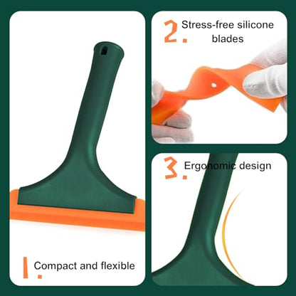 Small Silicone Window Squeegee, Auto Windshield Water Blade Scraper, Multifunctional Auto Squeegee with 5.9 Inch Blade and Non-Slip Handle for Car Window, Home Cleaning (Dark Green, 1PCS) - color: Dark Green