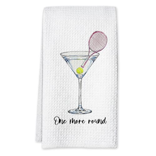 One More Round Tennis Tea Towel 16x24 Waffle Weave, Funny Kitchen Towels for Tennis Players, Sporty Dish Towel for Kitchen Decor - color: Color_20